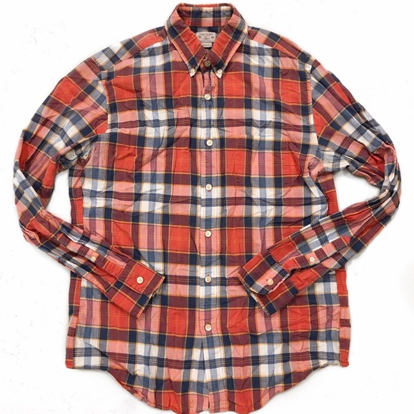 J. Crew Factory Summer Plaid Tailored Shirt Men’s Medium - Picture 8 of 8